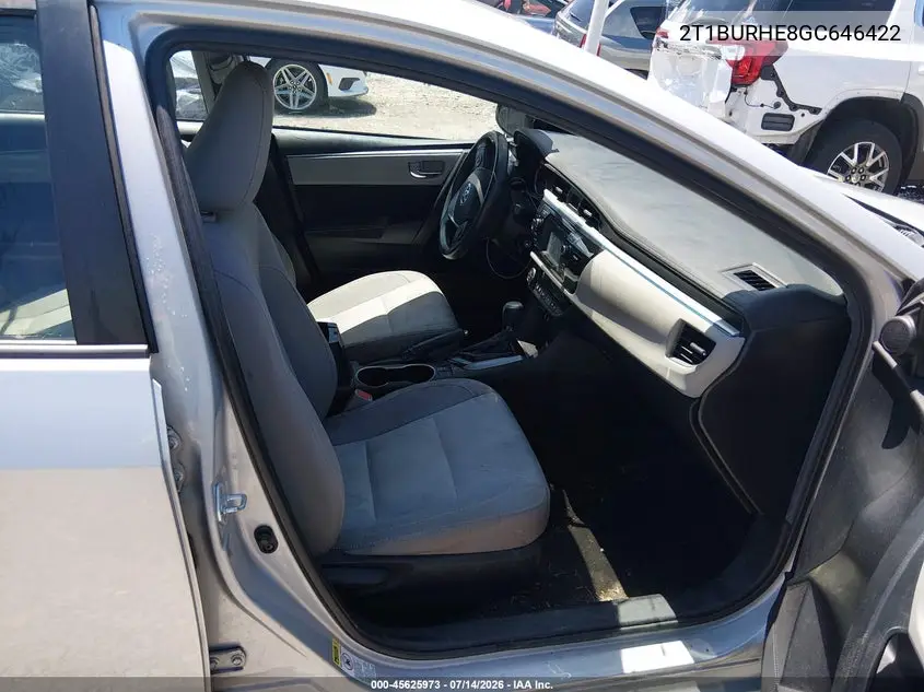 2016 Toyota Corolla Le VIN: 2T1BURHE8GC646422 Lot: 45625973