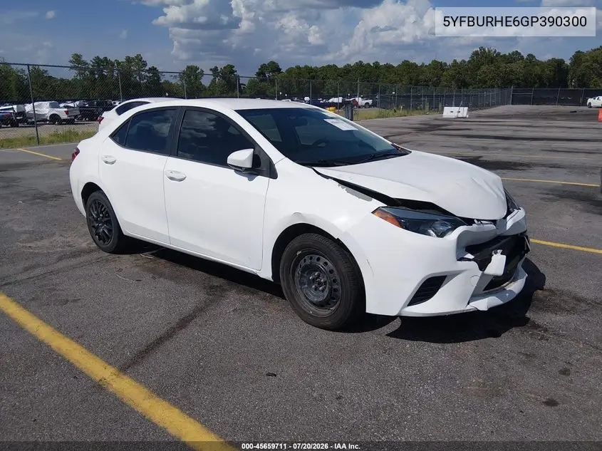 2016 Toyota Corolla Le VIN: 5YFBURHE6GP390300 Lot: 45659711