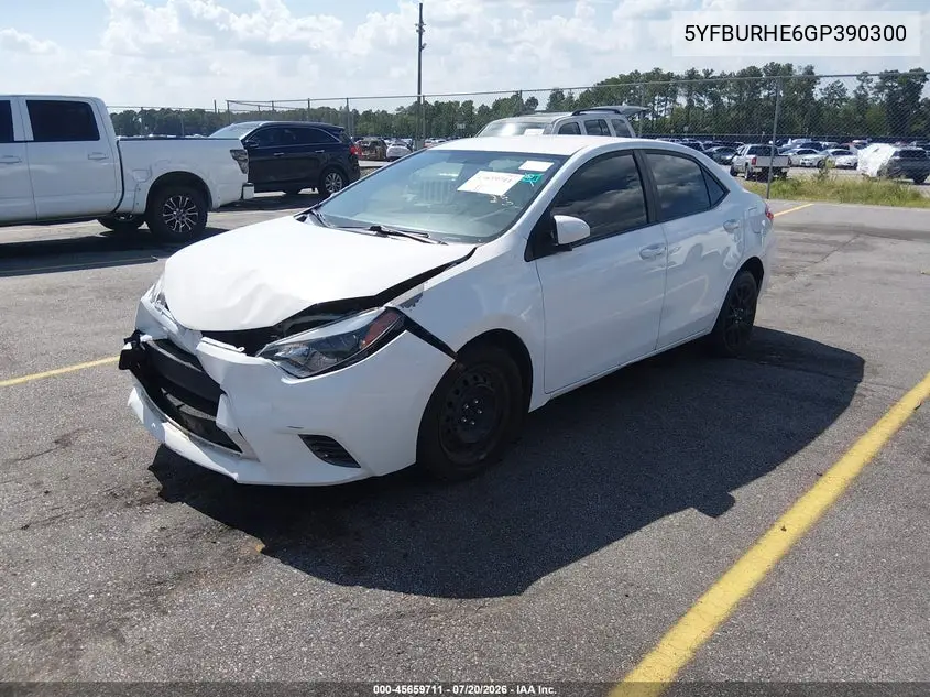 2016 Toyota Corolla Le VIN: 5YFBURHE6GP390300 Lot: 45659711