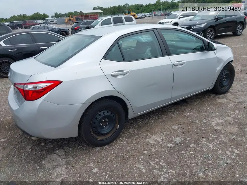 2016 Toyota Corolla Le VIN: 2T1BURHE1GC599489 Lot: 45662317