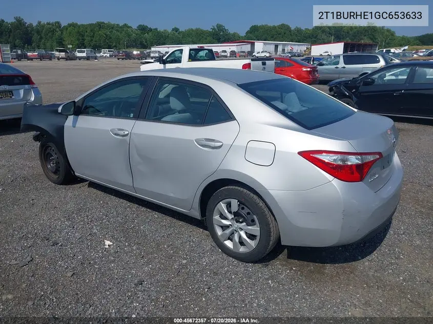 2016 Toyota Corolla Le VIN: 2T1BURHE1GC653633 Lot: 45672357