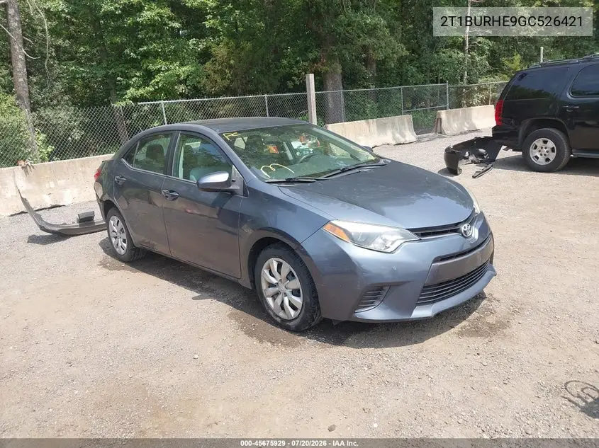 2016 Toyota Corolla Le VIN: 2T1BURHE9GC526421 Lot: 45675929