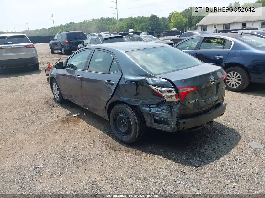 2016 Toyota Corolla Le VIN: 2T1BURHE9GC526421 Lot: 45675929