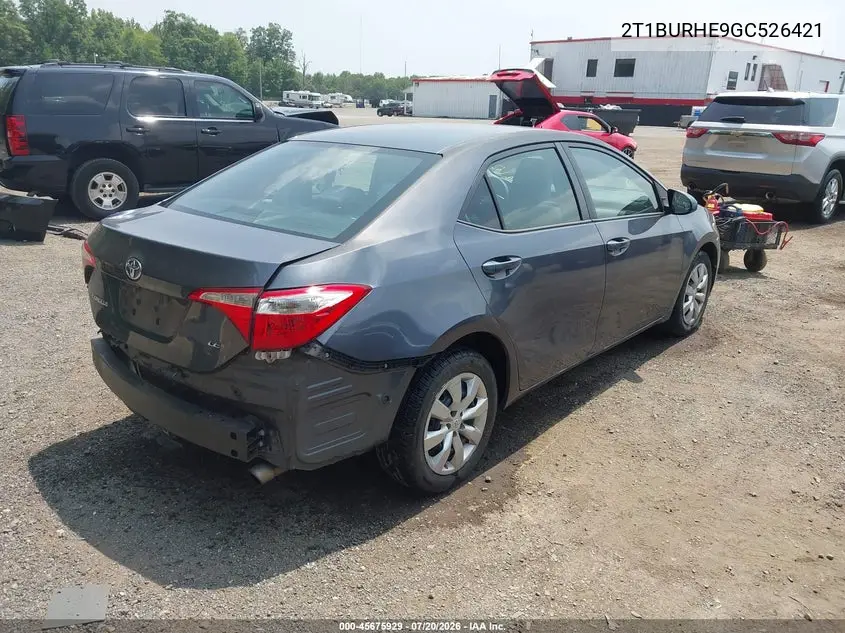 2016 Toyota Corolla Le VIN: 2T1BURHE9GC526421 Lot: 45675929