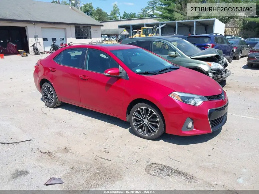 2016 Toyota Corolla S Plus VIN: 2T1BURHE2GC653690 Lot: 45684640