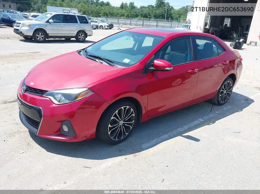 2016 Toyota Corolla S Plus VIN: 2T1BURHE2GC653690 Lot: 45684640