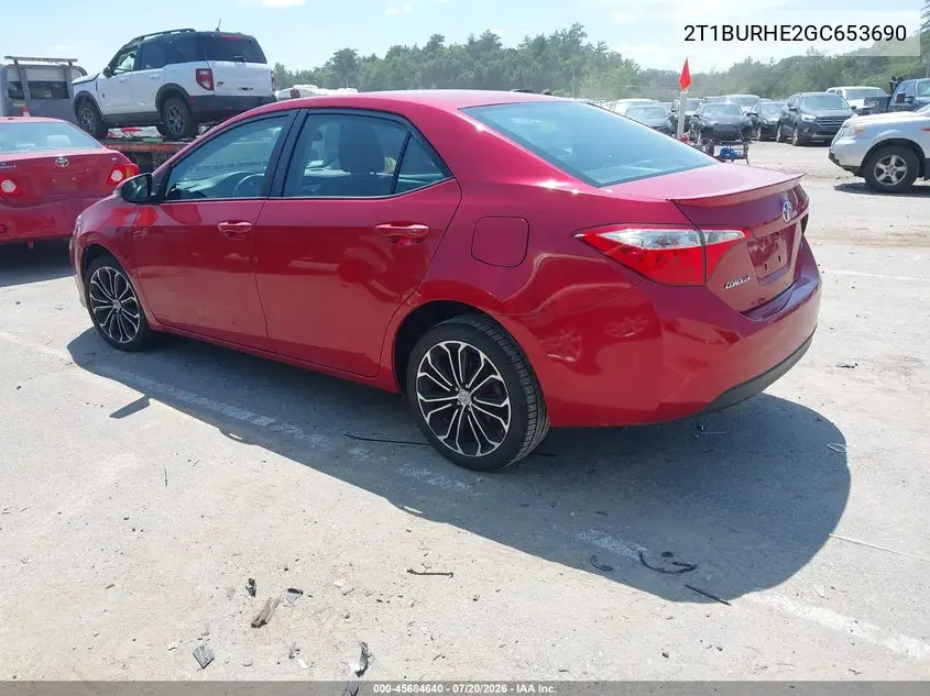 2016 Toyota Corolla S Plus VIN: 2T1BURHE2GC653690 Lot: 45684640