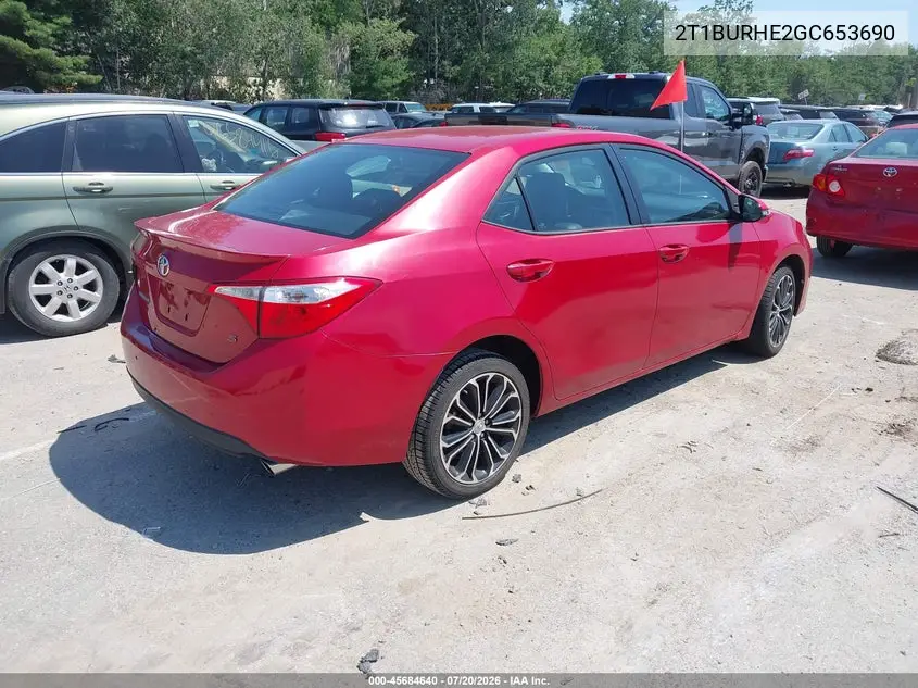 2016 Toyota Corolla S Plus VIN: 2T1BURHE2GC653690 Lot: 45684640