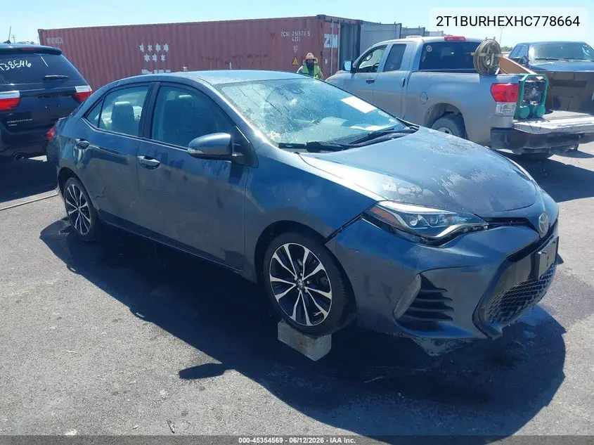 2017 Toyota Corolla Se VIN: 2T1BURHEXHC778664 Lot: 45354569