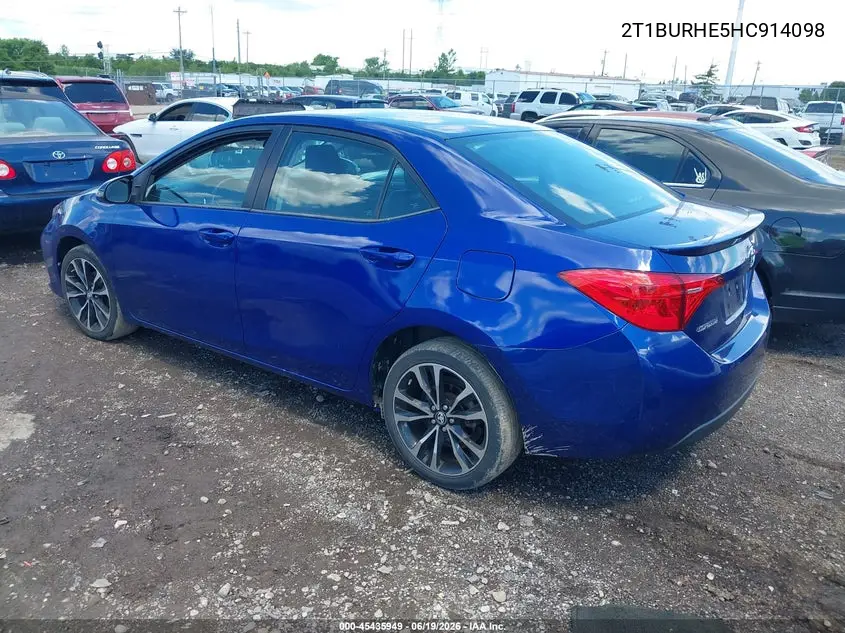 2017 Toyota Corolla Se VIN: 2T1BURHE5HC914098 Lot: 45435949