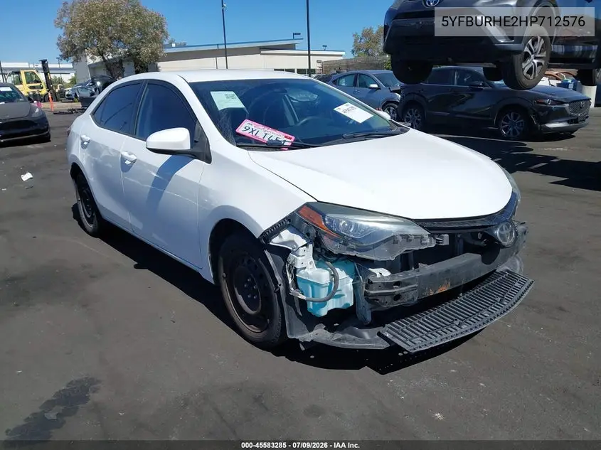 2017 Toyota Corolla Le VIN: 5YFBURHE2HP712576 Lot: 45583285