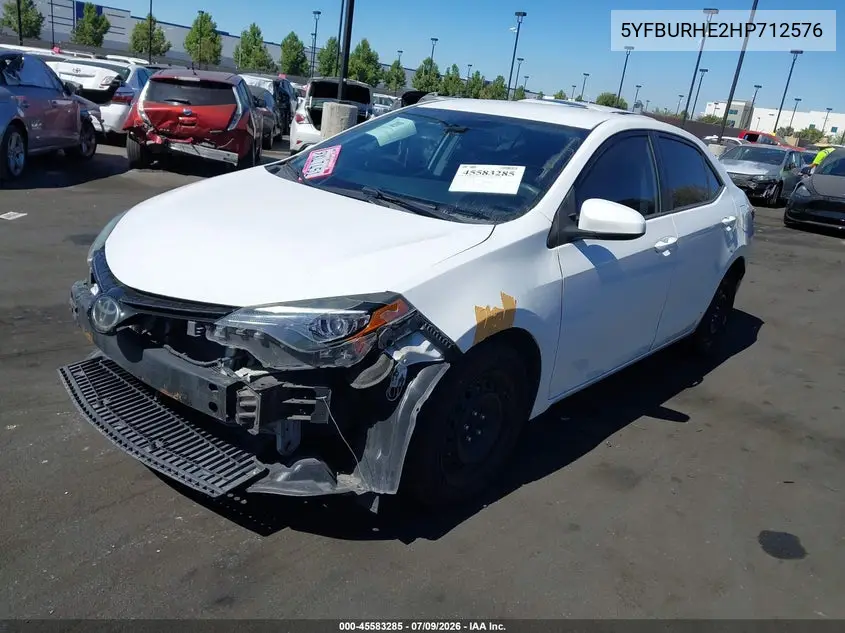 2017 Toyota Corolla Le VIN: 5YFBURHE2HP712576 Lot: 45583285