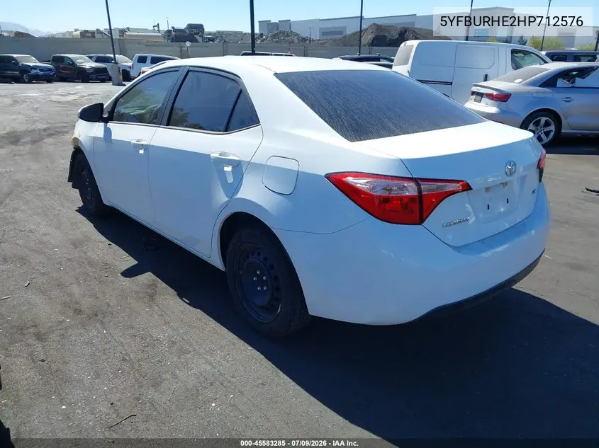 2017 Toyota Corolla Le VIN: 5YFBURHE2HP712576 Lot: 45583285