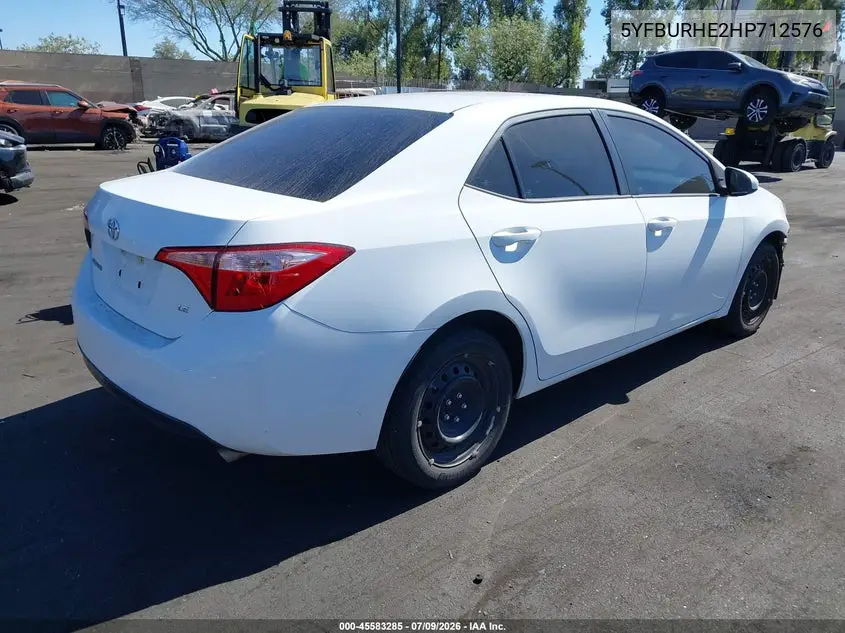 2017 Toyota Corolla Le VIN: 5YFBURHE2HP712576 Lot: 45583285