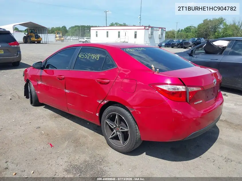2017 Toyota Corolla Le VIN: 2T1BURHE1HC904782 Lot: 45599848