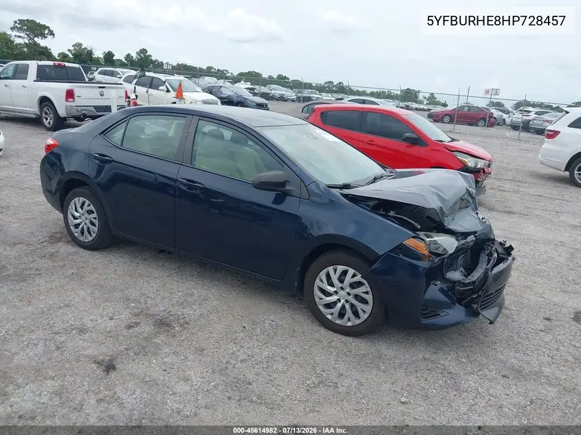 2017 Toyota Corolla Le VIN: 5YFBURHE8HP728457 Lot: 45614982