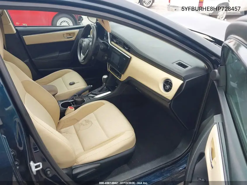 2017 Toyota Corolla Le VIN: 5YFBURHE8HP728457 Lot: 45614982