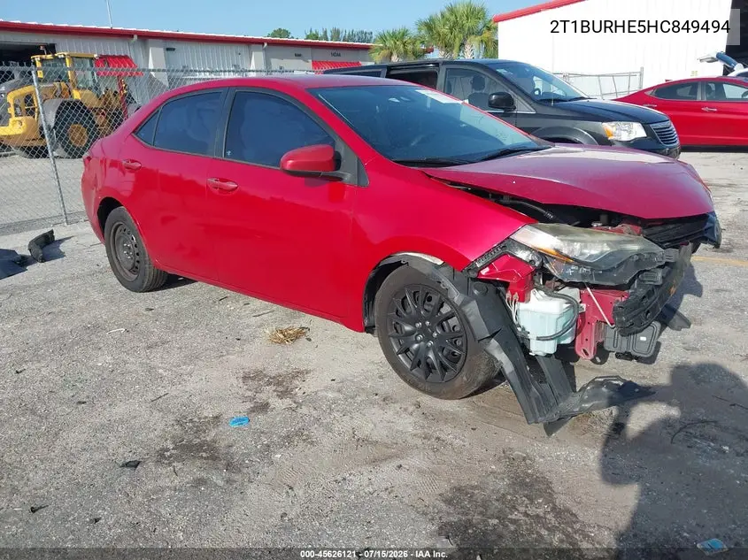 2017 Toyota Corolla Le VIN: 2T1BURHE5HC849494 Lot: 45626121