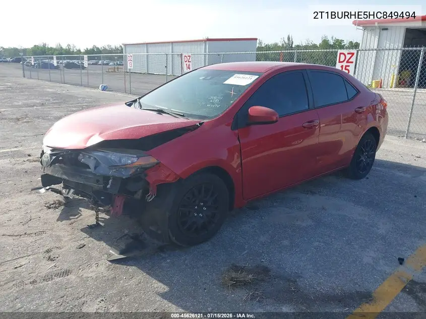 2017 Toyota Corolla Le VIN: 2T1BURHE5HC849494 Lot: 45626121