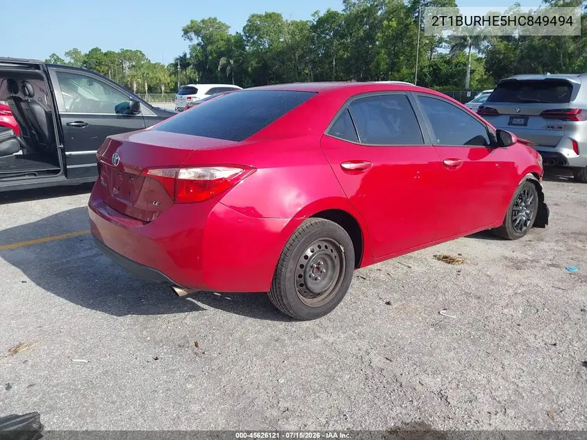 2017 Toyota Corolla Le VIN: 2T1BURHE5HC849494 Lot: 45626121