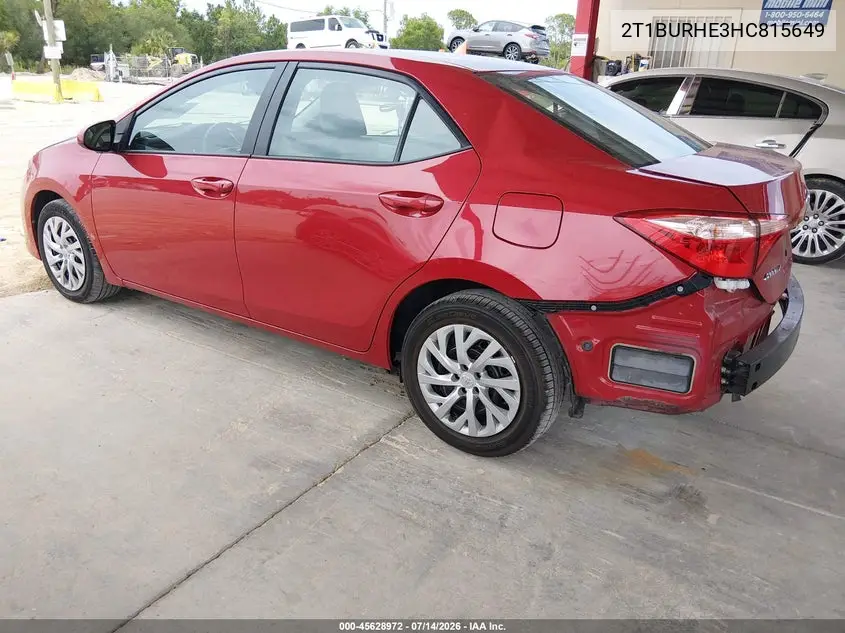 2017 Toyota Corolla Le VIN: 2T1BURHE3HC815649 Lot: 45628972