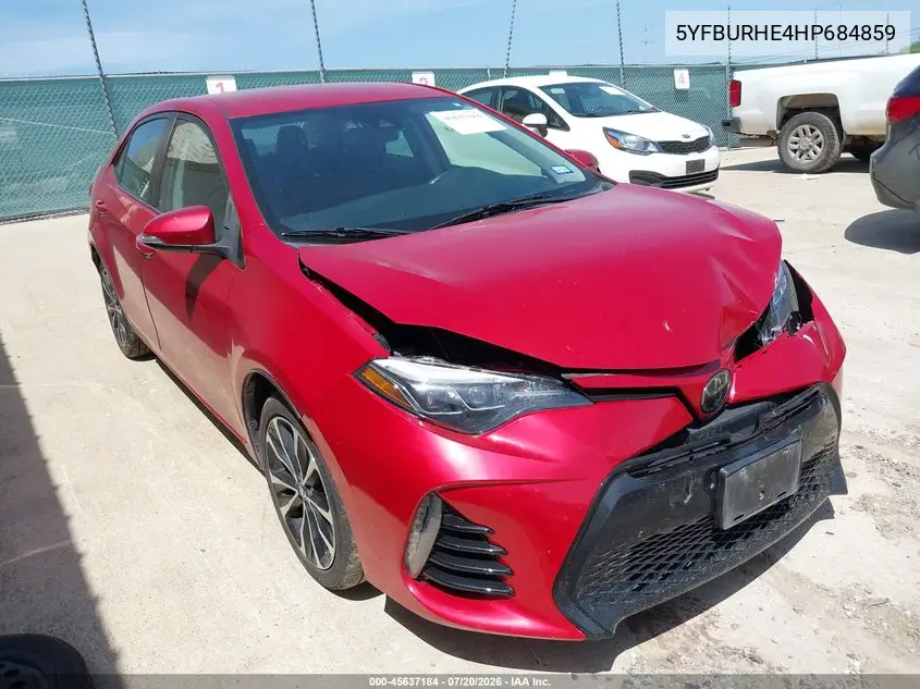 2017 Toyota Corolla Se VIN: 5YFBURHE4HP684859 Lot: 45637184