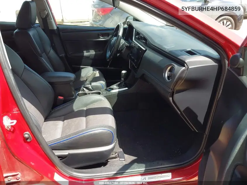 2017 Toyota Corolla Se VIN: 5YFBURHE4HP684859 Lot: 45637184