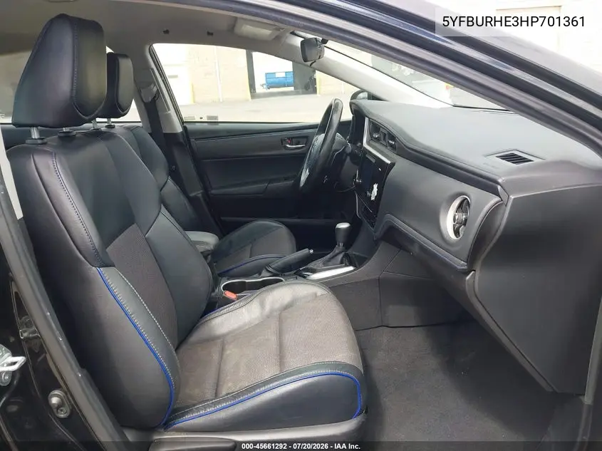 2017 Toyota Corolla Se VIN: 5YFBURHE3HP701361 Lot: 45661292