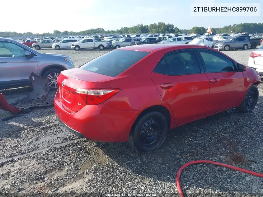 2017 Toyota Corolla Le VIN: 2T1BURHE2HC899706 Lot: 45669759