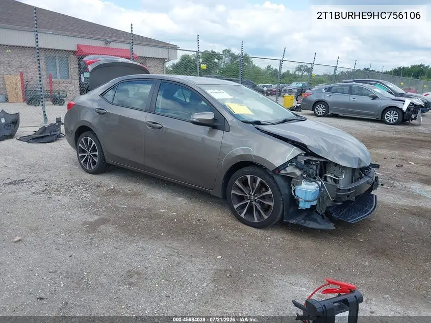 2017 Toyota Corolla Se VIN: 2T1BURHE9HC756106 Lot: 45684039