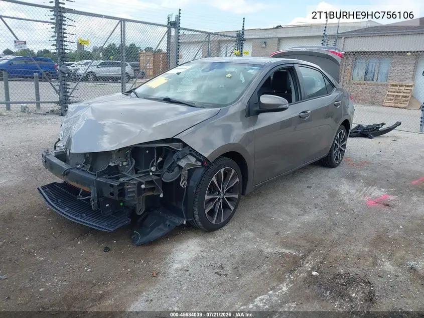 2017 Toyota Corolla Se VIN: 2T1BURHE9HC756106 Lot: 45684039
