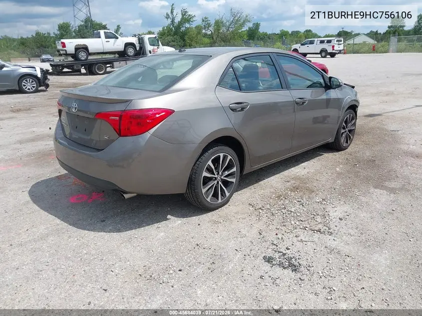 2017 Toyota Corolla Se VIN: 2T1BURHE9HC756106 Lot: 45684039