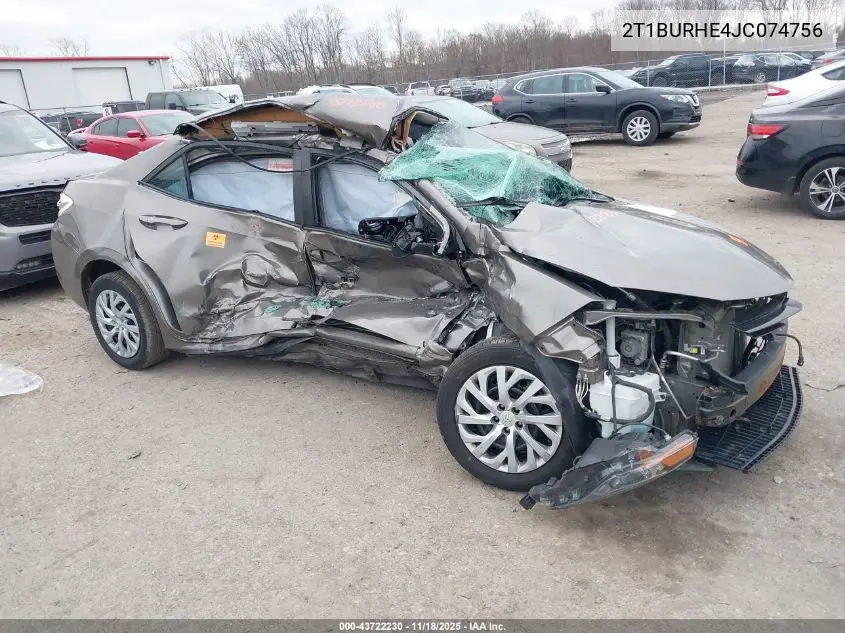 2T1BURHE4JC074756 2018 Toyota Corolla Le