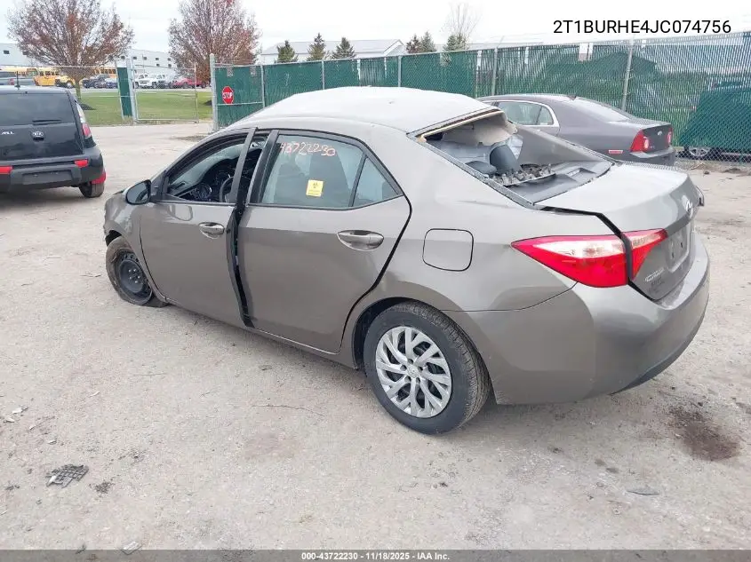 2T1BURHE4JC074756 2018 Toyota Corolla Le