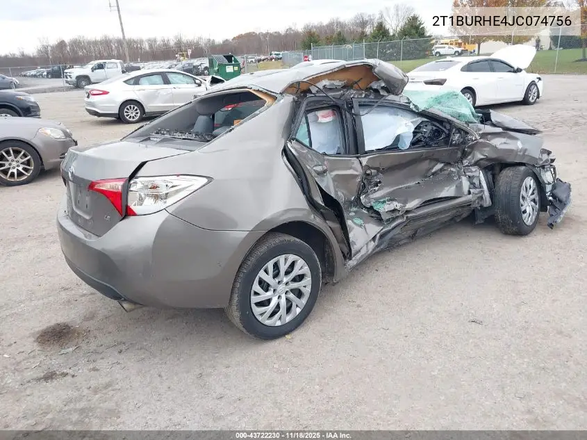 2T1BURHE4JC074756 2018 Toyota Corolla Le