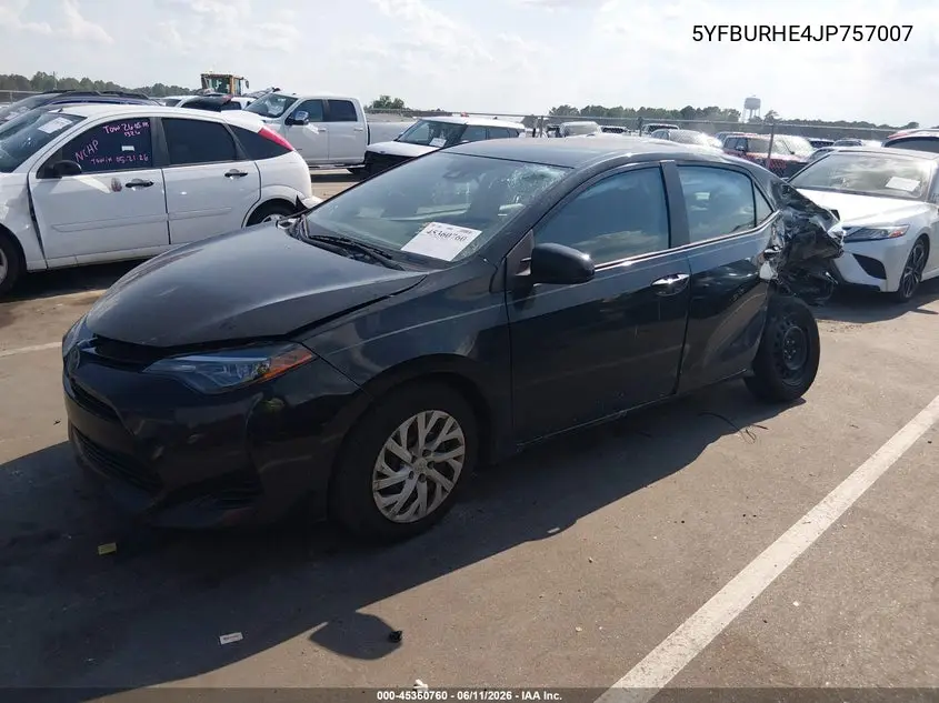 2018 Toyota Corolla Le VIN: 5YFBURHE4JP757007 Lot: 45360760