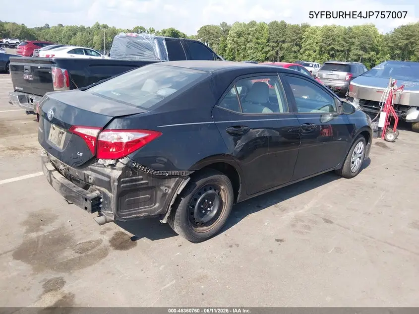 2018 Toyota Corolla Le VIN: 5YFBURHE4JP757007 Lot: 45360760