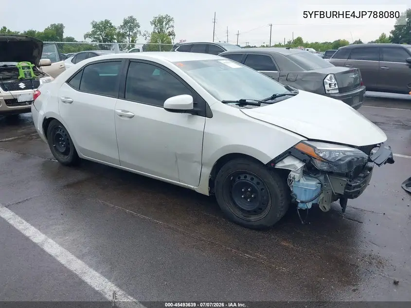 2018 Toyota Corolla Le VIN: 5YFBURHE4JP788080 Lot: 45493639