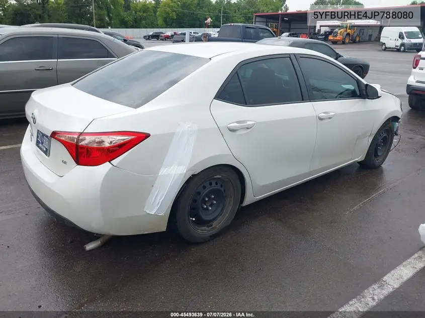 2018 Toyota Corolla Le VIN: 5YFBURHE4JP788080 Lot: 45493639