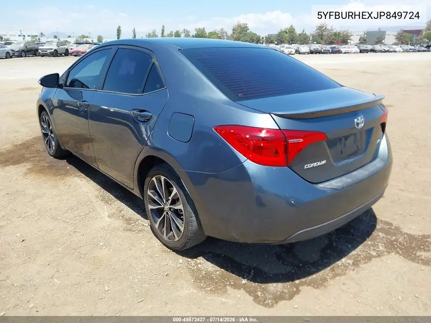 2018 Toyota Corolla Se VIN: 5YFBURHEXJP849724 Lot: 45572427
