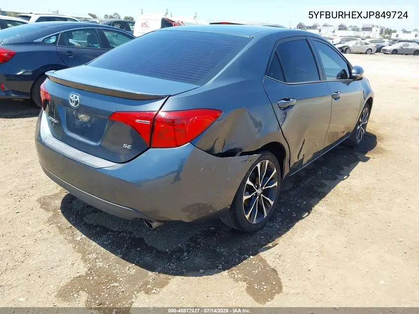 2018 Toyota Corolla Se VIN: 5YFBURHEXJP849724 Lot: 45572427