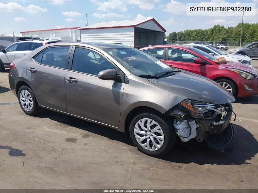 5YFBURHE8KP932280 2019 Toyota Corolla Le