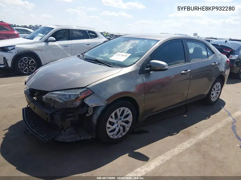 5YFBURHE8KP932280 2019 Toyota Corolla Le