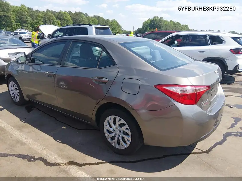 5YFBURHE8KP932280 2019 Toyota Corolla Le
