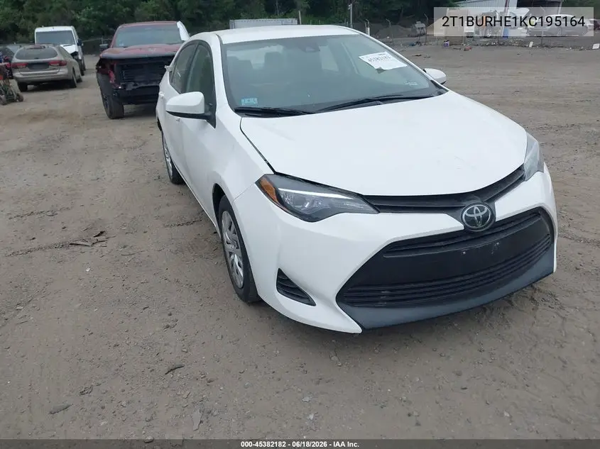 2019 Toyota Corolla Le VIN: 2T1BURHE1KC195164 Lot: 45382182