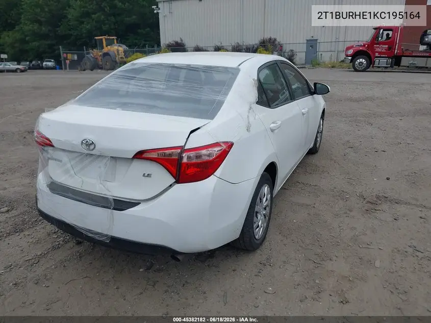 2019 Toyota Corolla Le VIN: 2T1BURHE1KC195164 Lot: 45382182