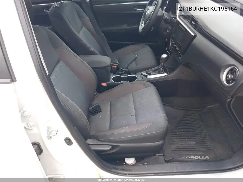2019 Toyota Corolla Le VIN: 2T1BURHE1KC195164 Lot: 45382182