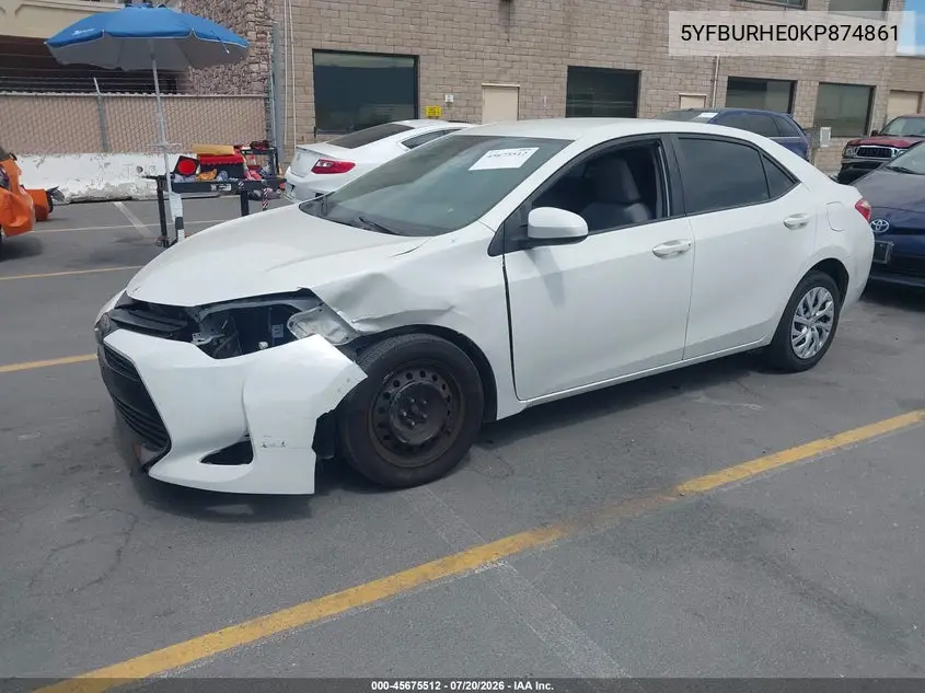 2019 Toyota Corolla Le VIN: 5YFBURHE0KP874861 Lot: 45675512