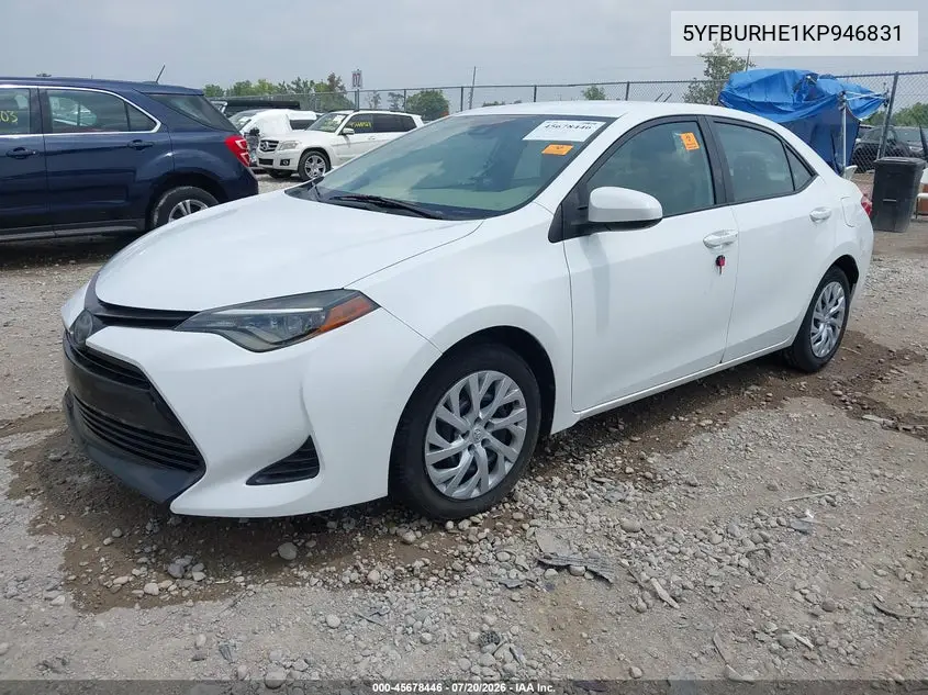 2019 Toyota Corolla Le VIN: 5YFBURHE1KP946831 Lot: 45678446