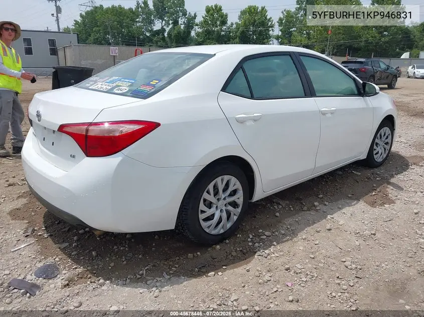 2019 Toyota Corolla Le VIN: 5YFBURHE1KP946831 Lot: 45678446